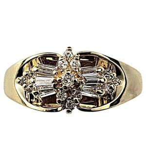 14 Karat Yellow Gold and Diamond Ring Size 7 #21435
